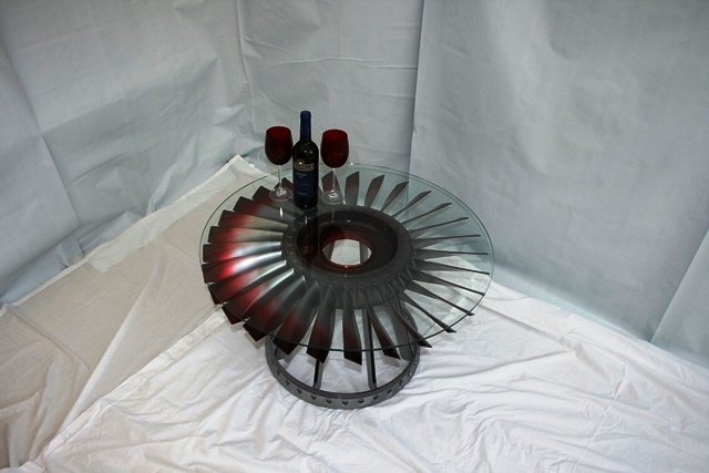 Rolls Royce Jet Fan Blade coffee table red fans1